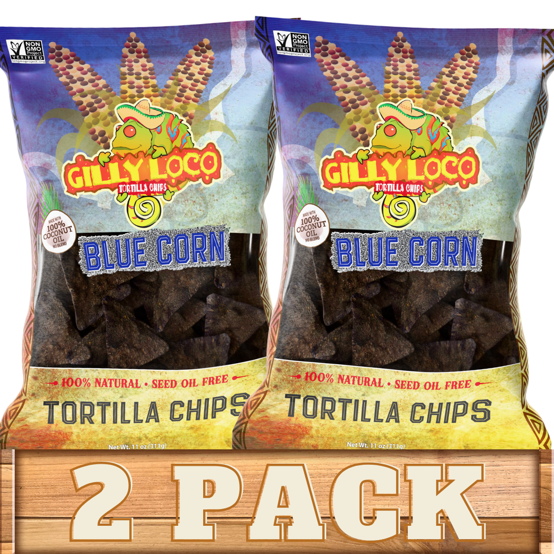 Healthy Tortilla Blue Corn Chips Cooked in Coconut Oil 2-Pack