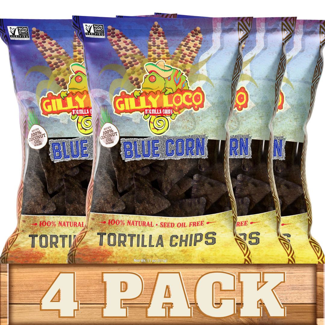 Healthy Blue Corn Tortilla Chips – 4 Pack | Cooked in 100% Coconut Oil