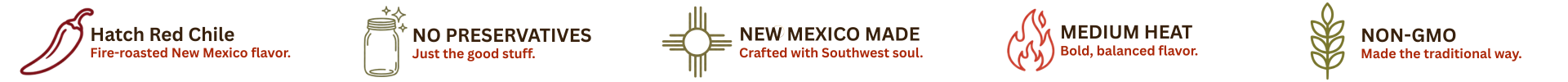 Product label with text about Hatch Red Chile, New Mexico Made, and other details.